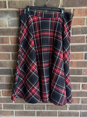 Hell Bunny Red and Black Plaid Circle Skirt